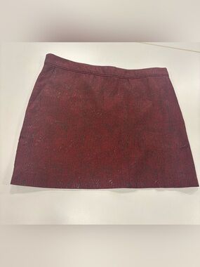 Sandro Burgundy Metallic-Thread Mini Skirt Size 2